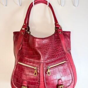Relic Red Croc-Embossed Shoulder Bag